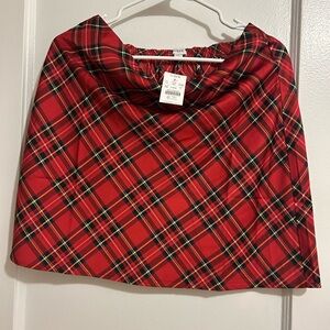 J. Crew Red Tartan Mini bias-cut slip skirt